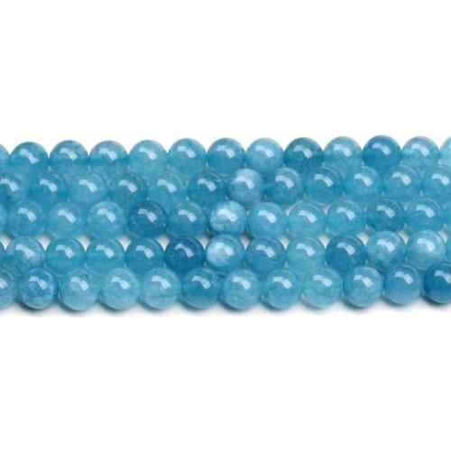 Natural Gem Blue Chalcedony Aquamarin Angelite Strand Beads Stone Round Loose Spacer Beads For DIY Jewelry Making