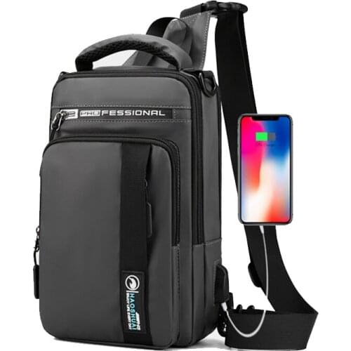 New One-shoulder Cross-body Bag Mens Chest Bag Sports USB Charging Outdoor Small Multi-functional Waterproof Running Bag