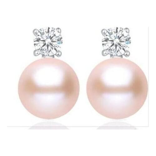 New Arrivals Favorite Jewelry Real Pearl Earrings 11mm Huge Size 925 Sterling Silver Freshwater Pearl Stud Earring Wedding Gift