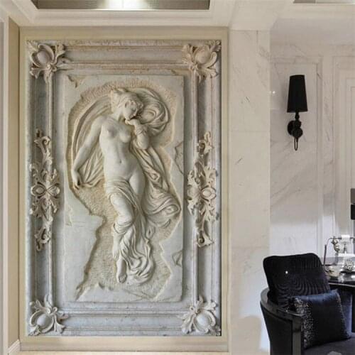 Customized 3D Stereoscopic Relief Angel Nude Statue Mural Wallpaper Entrance Hallway Corridor Backdrop Wallpaper Wall Covering