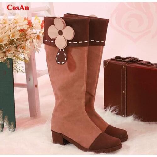 Game Genshin Impact Klee Battle Shoes Cosplay The High Quality Universal Fashion Suede Fabric Boots Female Role Play Used 36-41