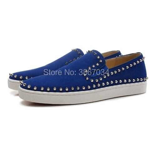 SHOOEGLE Factory Made Shoes Men Suede/ Patent Leather Platforms Spike Studs Loafers Slip On Thick Bottom Flats Casual Shoes Men
