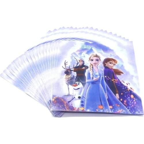 Disney Frozen 2 Cartoon Disposable Tableware Paper Napkins Birthday Party Supplies Paper Towel Baby Shower Decoration For Kids