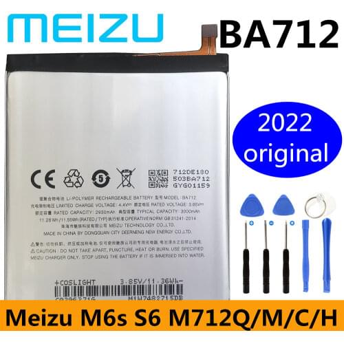 100% Original Battery BA712 For MEIZU M6s Meilan S6 Mblu S6 M712Q/M/C M712H Mobile Phone Batteries