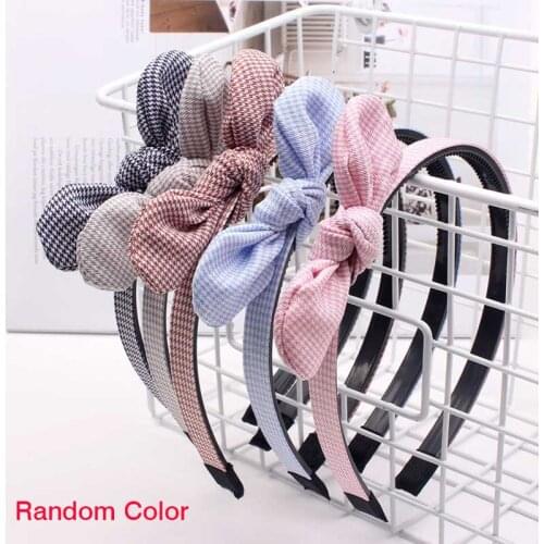 Oaoleer 1PCS Baby Girls Plaid Print Bunny Ears Bow Hairband Headband Hair Hoop Boutique Tiara Hair Bows Accessories Headwear