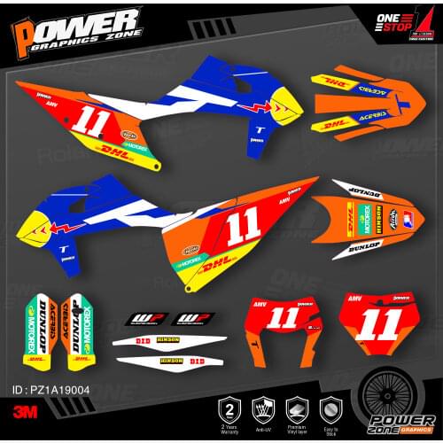 PowerZone Custom Team Graphics Backgrounds Decals 3M Stickers Kit For KTM SX SXF MX 19-20 EXC XCW Enduro 20-N 125 to 500cc 04