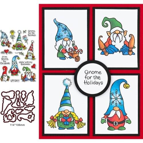 Holiday Gnomes Clear Stamps Coordinating dies for DIY Scrapbooking Craft Cards Transparent Stempels New Silicone Seal