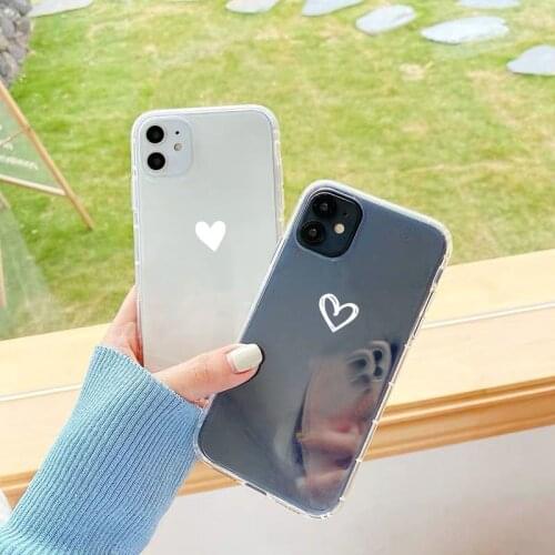 JAMULAR Cute Love Heart Couple Transparent Phone Case For iPhone 11 Pro 12 XS MAX SE 20 7 XR X 8 6Plus Soft Silicone Cover Coque