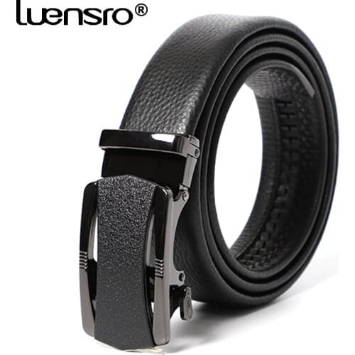 Luxury Mens Belt Cow Leather Belts Brand Fashion Automatic Buckle Black 100% Genuine Leather Belts for Men Gift High Quality