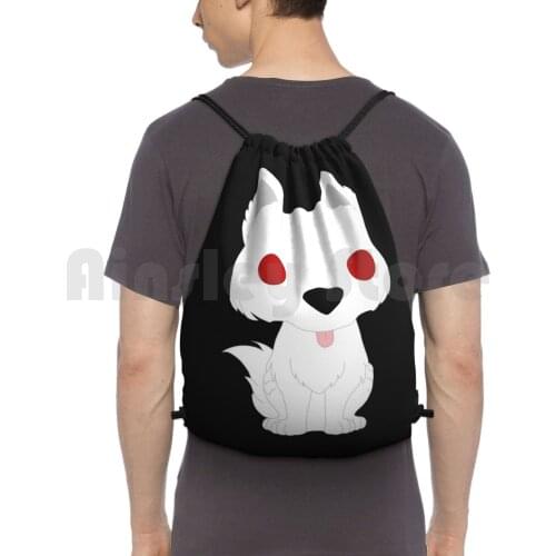 Ghost Puppy Backpack Drawstring Bags Gym Bag Waterproof Albino Dire Wolf Wolf Puppy Pup Dog White Ghost Got Kristal