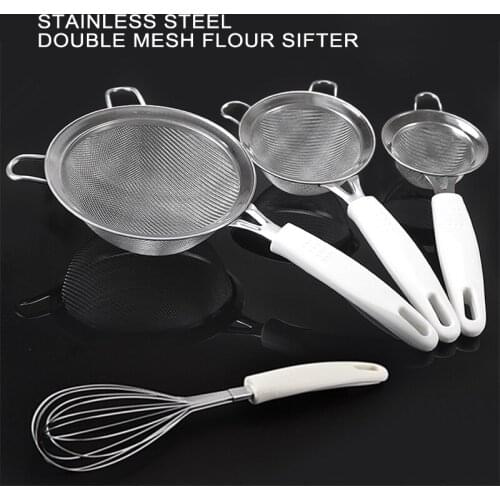 Fine Mesh Stainless Steel Strainers Kitchen Handheld Flour Powder Sifter Sieve Home Kitchen Baking Icing Sugar Shaker Tools