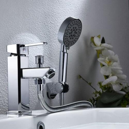 2018 Torneiras De Pia Para Banheiro Bathroom Shower Basin Faucet Set With Hand Head Toilet Taps Mixer Tap Deck Mounted Sink