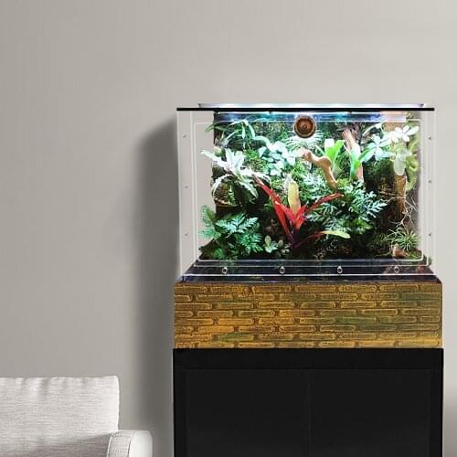 Rainforest Vivarium Kit Paludarium with Waterfall Background For Salamander Tree Frog Chameleon Snake Bromeliad Brick Pattern