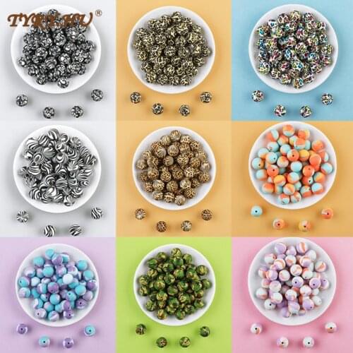 TYRY.HU Newest 50Pcs 15mm Silicone Leopard Beads Water Print Teething Necklace DIY Accessories Pacifier Chain Nursing BPA Free