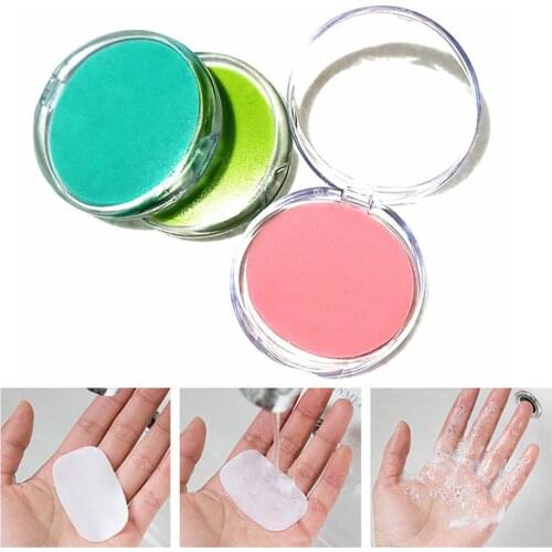 50Pcs/Set Outdoor Disposable Boxe Soap Portable Mini Paper Soap Round Washing Shower Paper Soap Scented Sheets