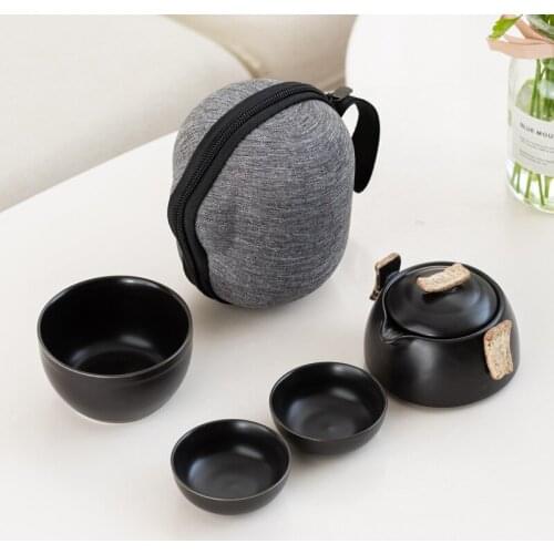 Vintage Travel Tea Set Ceramic Portable Teaware Sets With Carring Cases Teapot with Small Filter Flower Teawares Gift For Friend