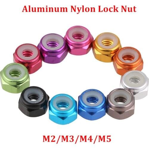 50pcs M2 M3 M4 M5 M6 Rivet Nuts Aluminum Nylon Insert Lock Nut Self-locking Nuts for RC Model Part Hex Slip Nuts