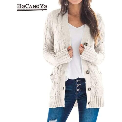 Womens Cardigans 2020 Winter Fashion Korean Clothes Women Cardigan Sweater V-Neck Long-Sleeve Warm Knit Oversize Sweater Woman