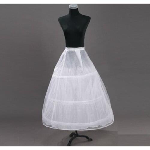 Womens 2 Layers Mesh 3 Hoops White Wedding Gridal Gown Dress Petticoat Elastic Waistband Drawstring A-Line Underskirt Crinoline