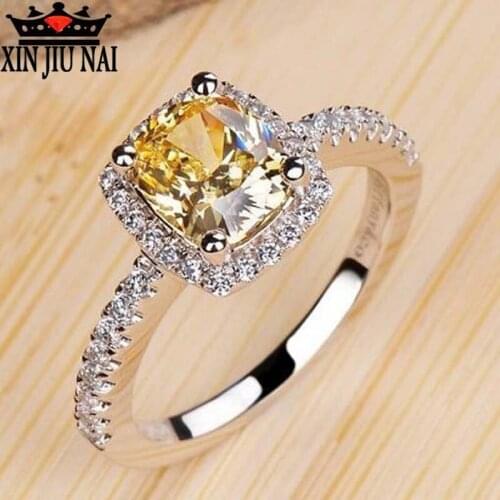 925 sterling silver Topaz Super Flash Forefinger Ring Pink Cute Square Diamond Female Personality Jewelry Simple rings for women