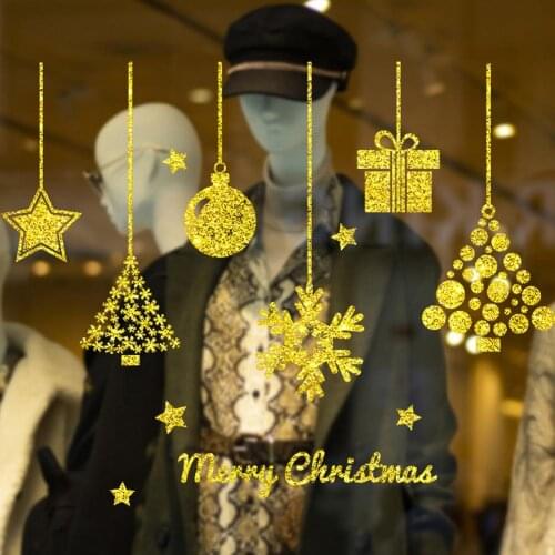 Star Christmas Tree Glass Sticker Non-toxic Window Decoration Snowflake Decals #W0