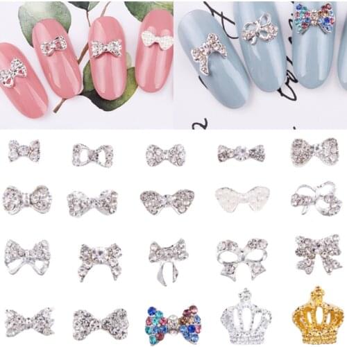 10 Pieces Nail Art Bow Shiny Pearl Crystal Jewelry And Rhinestones Diy Nail Art Decoration Manicure Accessories