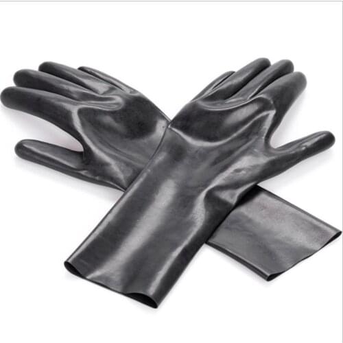 100% Latex Short Gloves Rubber Gloves Latex Mitt Black Color Costumes Accessories About 35cm