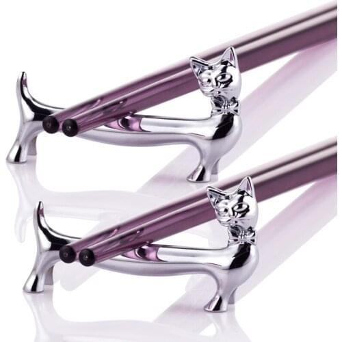 100Pcs/Lot Lovely Cat Chopstick Rest Multifunctional Cutlery Rack Silver Chopsticks Holder Home kitchen Stand Storage Decoration