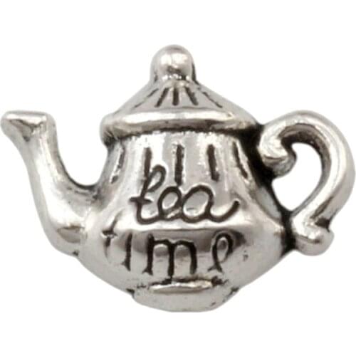 100pcs Zinc alloy metal Single-sided "Tea Time" Tea Pot Charms Pendants 19*12.5mm DIY Jewelry A-137