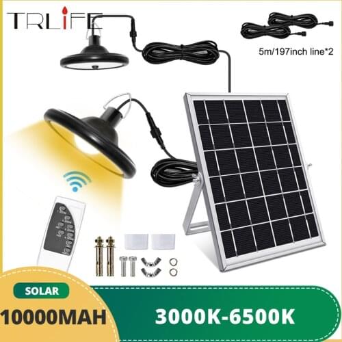 10000mAh Most Powerful Chandelier Solar LED Light Solar-powered Waterproof Lamp Retro Lampshade for Garden with White Warm Light