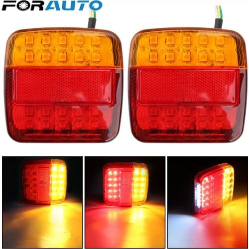 2pcs 12V Trailer Truck Caravan 26LED Taillight Tail Light Turn Signal Indicator Brake Stop Lamp Number Plate Light Rear Reverse