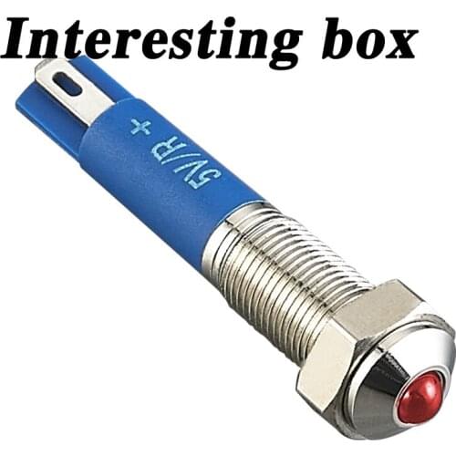 Free shipping power indicator light 6/8/10/12/14mm small metal LED stainless steel waterproof 3-220v DIY handmade accessories