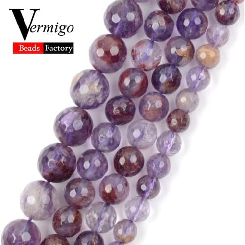Natural Stone Beads AAA Faceted Purple Ghost Minerals Loose Beads For Jewelry Making Diy Bracelets 6 8 10mm 15inches Wholesale