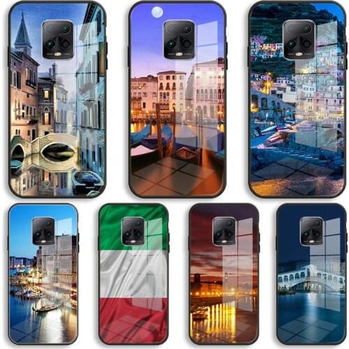 Night in venice Italy Silicone Glass Phone Case For Xiaomi Redmi 9A 8A 7A Note 9 8 7 Pro Y3 9S 8T Balck Cover