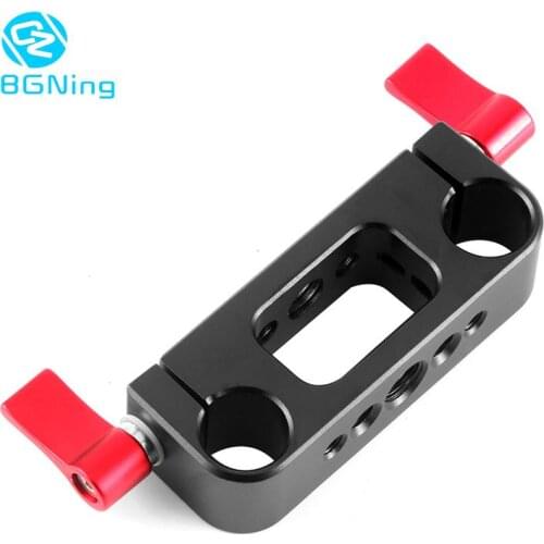 15mm Rod Rig Clamp Double Holes 1/4 3/8 Thread Telephoto Lens Holder Support Rail Photography System DSLR Camera Cage Kit