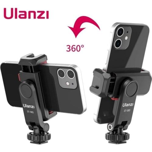 Ulanzi ST-06 ST-06S 360°Rotatable Phone Mount Holder Tripod + Cold Shoe Mic Light Phone Clip For iPhone 12 Pro Max Smartphone