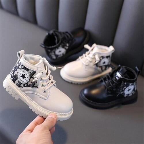 Disney children in winter 2021 children with velvet warm cotton shoes fashion new boy tide female short boots