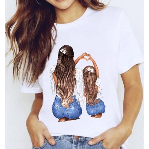 Women T-shirts 90s Cartoon Mom Life mama daughter harajuku Ladies Tshirt 90s Woman Tees Graphic Short sleeve Tee shirt femme