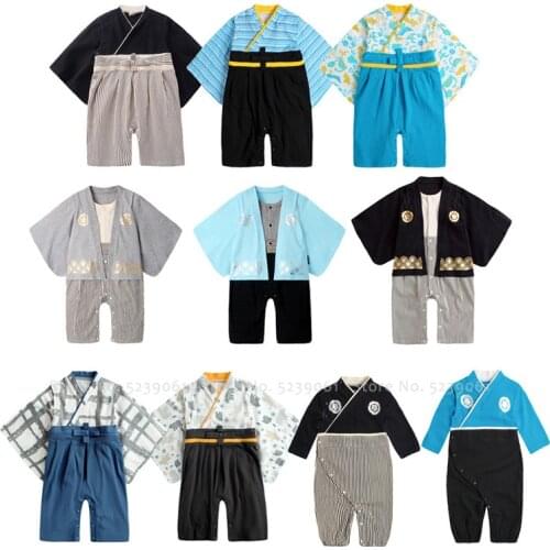 Newborn Baby Boy Girl Kawaii Yukata Japanese Samurai Kimono Kids Cotton Soft Infant Traditional Bath Robe Sleepwear Party Outfit