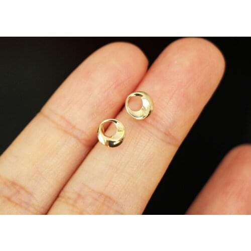 9K Real Solid Gold Round Earring Jewelry Minimal Simple