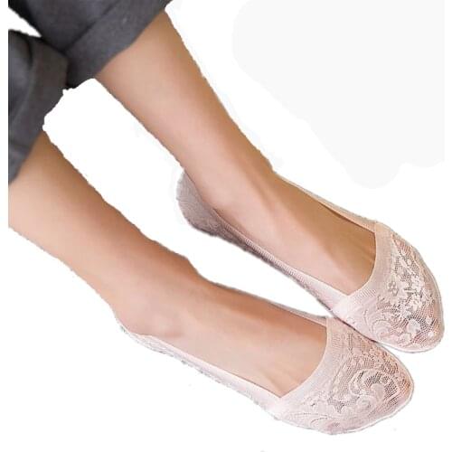 2 pieces = 1 pairs summer Jacquard breathable trace all silicone anti-slip stealth sock slippers lace socks,women slipper socks