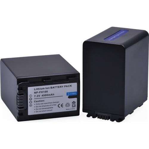 DuraPro 2pc 4500mAh NP-FH100 NP FH100 Camera Li-ion Battery For Sony for SONY DCR-SX40 SX40R SX41 HDR-CX105 SR42E SR45E Bateria