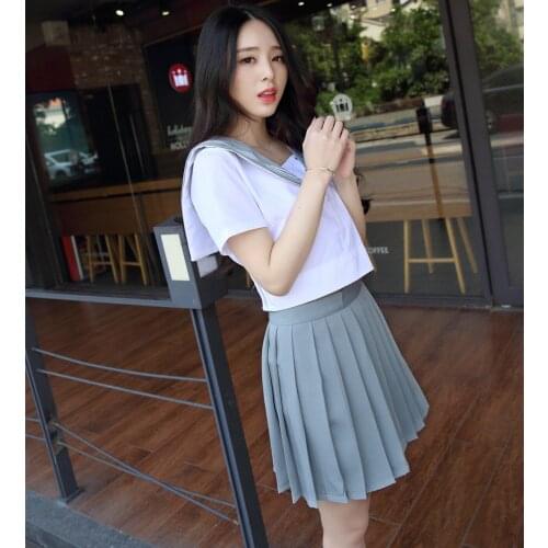 Japanese Class Sailor Suit Female Summer Short-sleeved Student Uniform Set Costume School uniform Girl Pleated Skirts