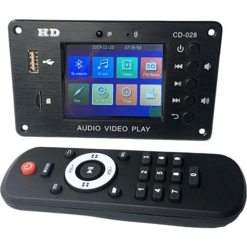 MP5 bluetooth 5.0 HD vehicle lossless decoder board Calendar clock alarm clock 2.8 inch TFT Screen FM sound module