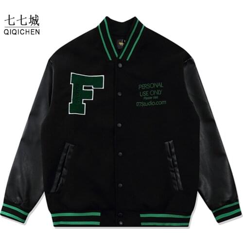 Street Varsity Jacket Men Embroidery Letter Baseball Jacket College Harajuku Japanese Patchwork Bomber Oversized Coat Couple