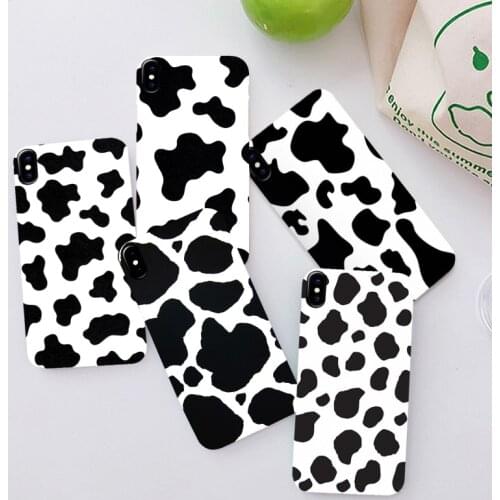 For IPhone 12 11 Pro 6S 7 8 Plus X XR XS Max 6 SE2 CellPhone Case Cover White Black Cow Symbol Pattern Print Soft Silcone Coque