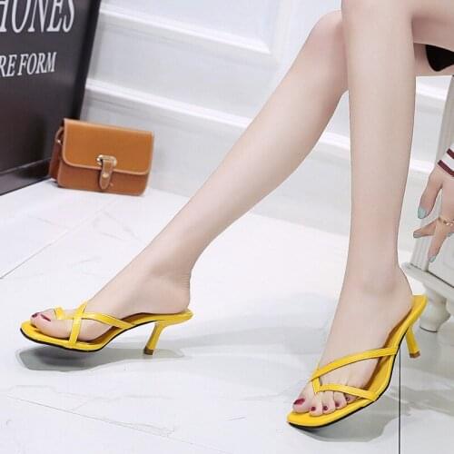 2021 New Women Sandals Leather Yellow Sexy Pumps Fashion Wedding Stiletto Sandals Women