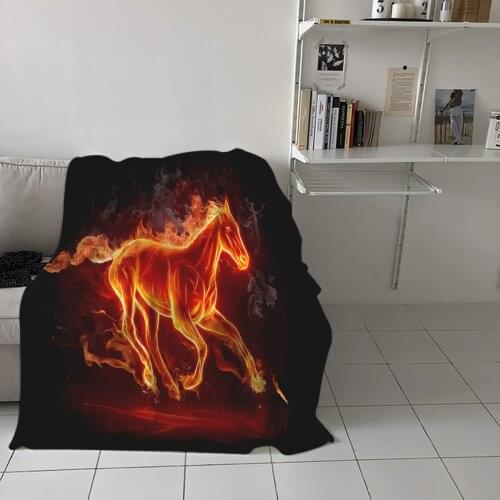 Bedroom Warm Blankets Horse Flame Red Sofa Throw Blankets Childrens Baby Soft Blankets Airplane Portable Blanket