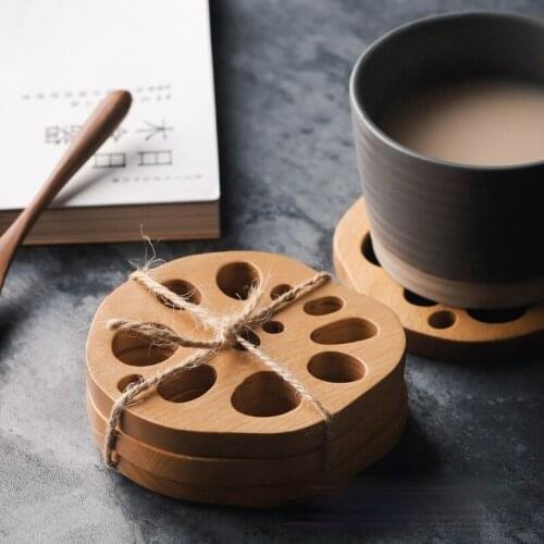 Beech coaster solid wood tea cup holder pad insulation pad anti-scald tea coaster table mat table placemant