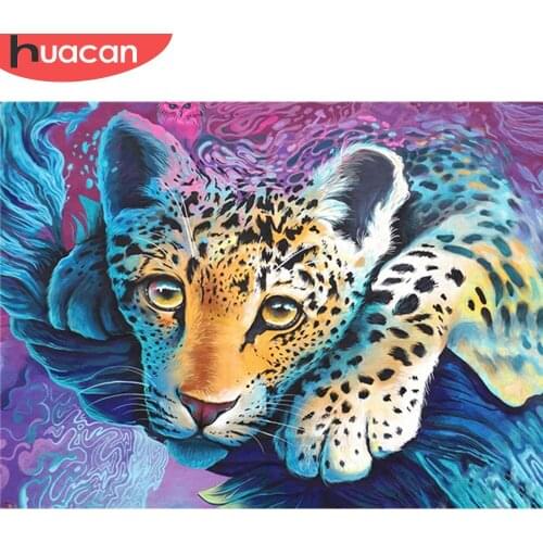 HUACAN Full Square/Round Diamond Painting 5d Leopard Home Decor DIY Diamond Embroidery Animal Mosaic Needlework